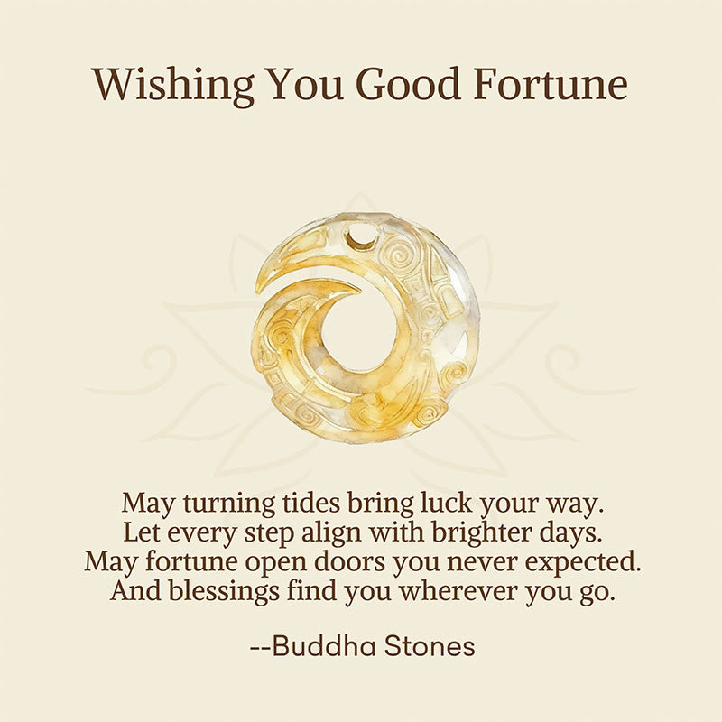 Fortune Jewel "Wishing You Good Fortune" 24k Gold Plated Brass Peace Buckle Black Rope Necklace Includes Gift Message Card - Fortune Jewel