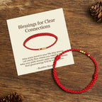 Fortune Jewel "Blessings for Clear Connections" 925 Sterling Silver Plated Gold Beads Red String Bracelet Includes Gift Message Card - Fortune Jewel