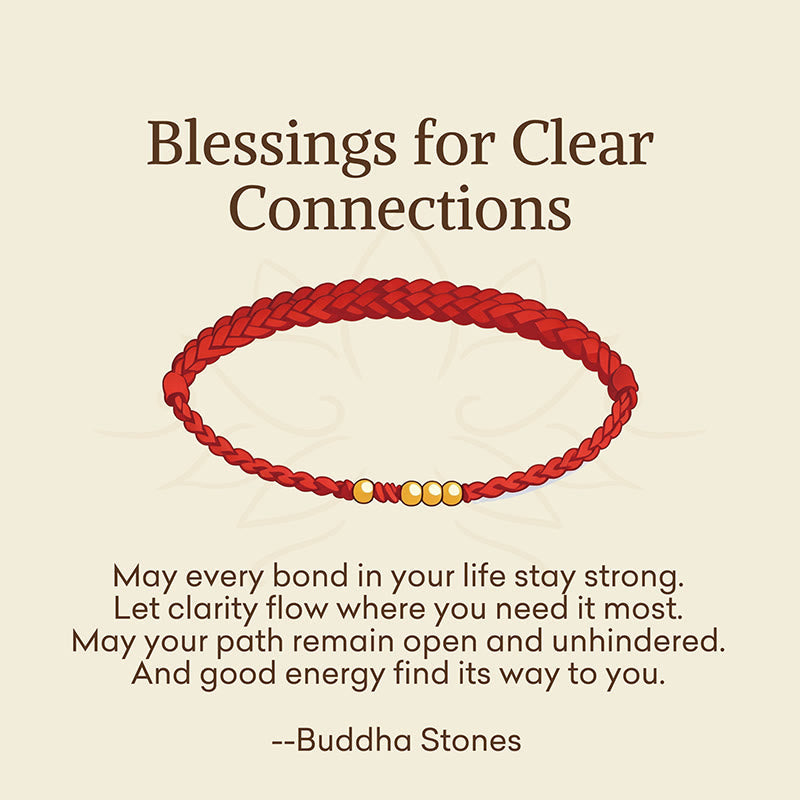 Fortune Jewel "Blessings for Clear Connections" 925 Sterling Silver Plated Gold Beads Red String Bracelet Includes Gift Message Card - Fortune Jewel