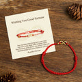 Fortune Jewel "May Endless Luck Find You" Infinity Charm Brass Red String Bracelet Includes Gift Message Card - Fortune Jewel