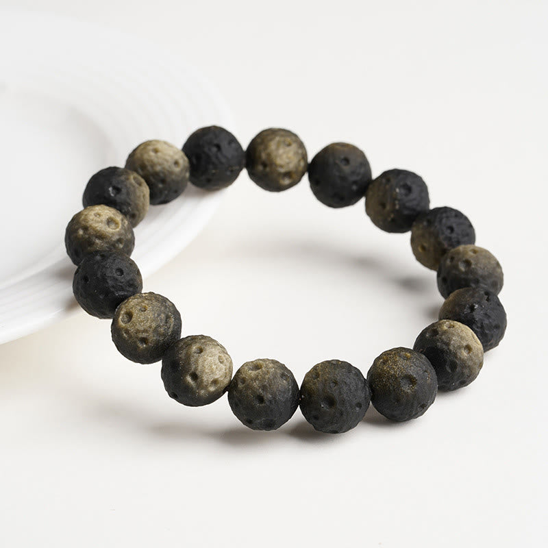 Fortune Jewel Natural Silver Sheen Obsidian Gold Sheen Obsidian Round Beads Protection Bracelet - Fortune Jewel