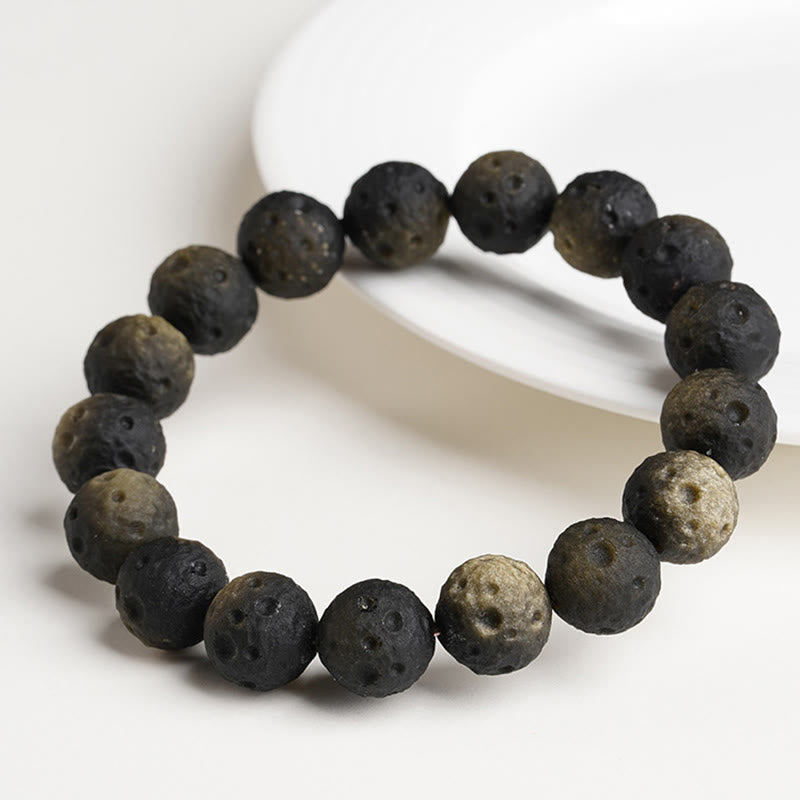Fortune Jewel Natural Silver Sheen Obsidian Gold Sheen Obsidian Round Beads Protection Bracelet - Fortune Jewel
