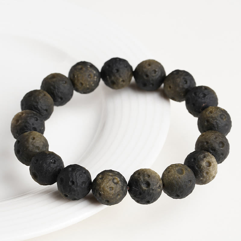 Fortune Jewel Natural Silver Sheen Obsidian Gold Sheen Obsidian Round Beads Protection Bracelet - Fortune Jewel