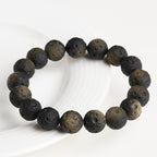 Fortune Jewel Natural Silver Sheen Obsidian Gold Sheen Obsidian Round Beads Protection Bracelet - Fortune Jewel