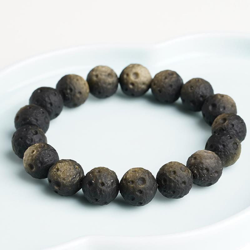 Fortune Jewel Natural Silver Sheen Obsidian Gold Sheen Obsidian Round Beads Protection Bracelet - Fortune Jewel