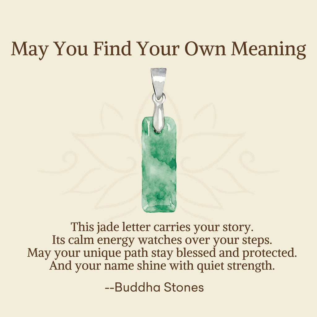 Fortune Jewel "May You Find Your Own Meaning" Natural A-Z Letter Jade 925 Sterling Silver Chain Necklace Includes Gift Message Card - Fortune Jewel