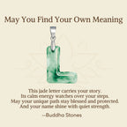 Fortune Jewel "May You Find Your Own Meaning" Natural A-Z Letter Jade 925 Sterling Silver Chain Necklace Includes Gift Message Card - Fortune Jewel