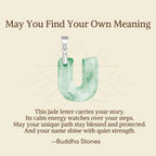 Fortune Jewel "May You Find Your Own Meaning" Natural A-Z Letter Jade 925 Sterling Silver Chain Necklace Includes Gift Message Card - Fortune Jewel