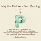 Fortune Jewel "May You Find Your Own Meaning" Natural A-Z Letter Jade 925 Sterling Silver Chain Necklace Includes Gift Message Card - Fortune Jewel
