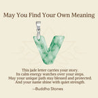 Fortune Jewel "May You Find Your Own Meaning" Natural A-Z Letter Jade 925 Sterling Silver Chain Necklace Includes Gift Message Card - Fortune Jewel