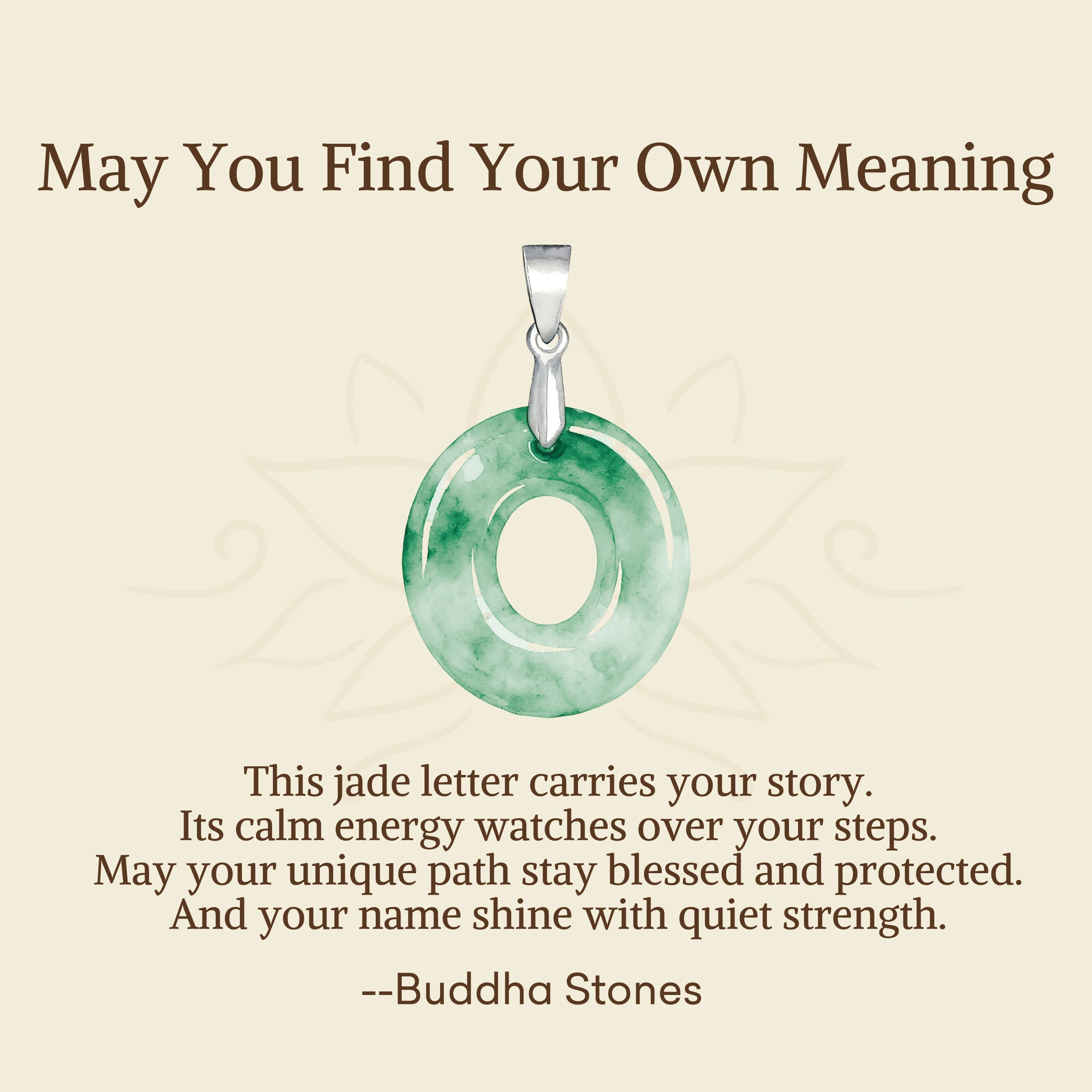 Fortune Jewel "May You Find Your Own Meaning" Natural A-Z Letter Jade 925 Sterling Silver Chain Necklace Includes Gift Message Card - Fortune Jewel