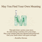 Fortune Jewel "May You Find Your Own Meaning" Natural A-Z Letter Jade 925 Sterling Silver Chain Necklace Includes Gift Message Card - Fortune Jewel