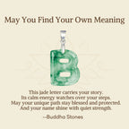 Fortune Jewel "May You Find Your Own Meaning" Natural A-Z Letter Jade 925 Sterling Silver Chain Necklace Includes Gift Message Card - Fortune Jewel