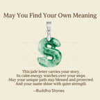 Fortune Jewel "May You Find Your Own Meaning" Natural A-Z Letter Jade 925 Sterling Silver Chain Necklace Includes Gift Message Card - Fortune Jewel