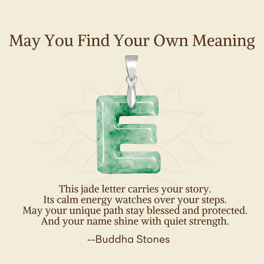 Fortune Jewel "May You Find Your Own Meaning" Natural A-Z Letter Jade 925 Sterling Silver Chain Necklace Includes Gift Message Card - Fortune Jewel
