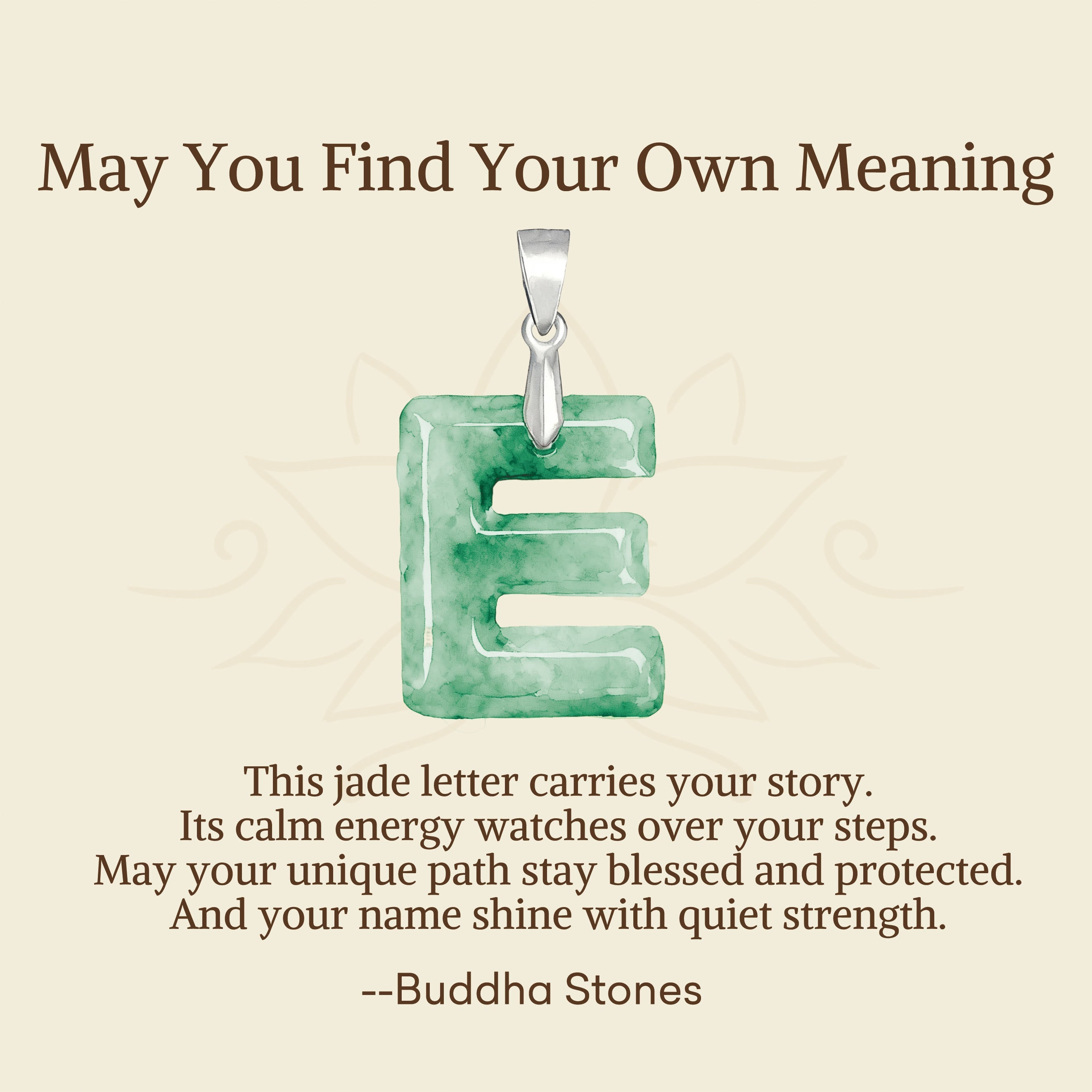 Fortune Jewel "May You Find Your Own Meaning" Natural A-Z Letter Jade 925 Sterling Silver Chain Necklace Includes Gift Message Card - Fortune Jewel