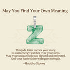 Fortune Jewel "May You Find Your Own Meaning" Natural A-Z Letter Jade 925 Sterling Silver Chain Necklace Includes Gift Message Card - Fortune Jewel