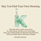 Fortune Jewel "May You Find Your Own Meaning" Natural A-Z Letter Jade 925 Sterling Silver Chain Necklace Includes Gift Message Card - Fortune Jewel