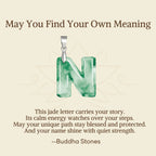 Fortune Jewel "May You Find Your Own Meaning" Natural A-Z Letter Jade 925 Sterling Silver Chain Necklace Includes Gift Message Card - Fortune Jewel