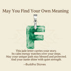 Fortune Jewel "May You Find Your Own Meaning" Natural A-Z Letter Jade 925 Sterling Silver Chain Necklace Includes Gift Message Card - Fortune Jewel