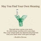 Fortune Jewel "May You Find Your Own Meaning" Natural A-Z Letter Jade 925 Sterling Silver Chain Necklace Includes Gift Message Card - Fortune Jewel