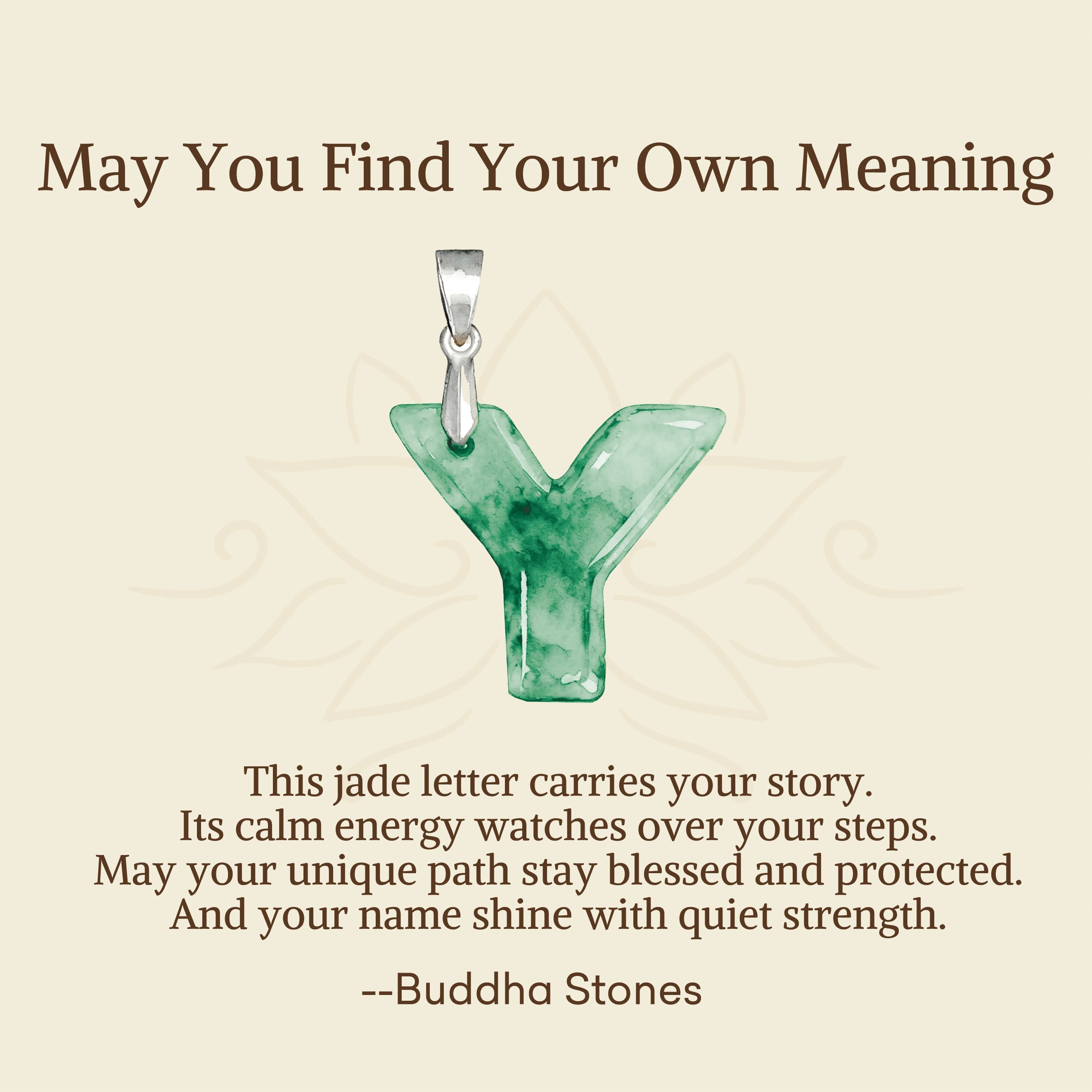 Fortune Jewel "May You Find Your Own Meaning" Natural A-Z Letter Jade 925 Sterling Silver Chain Necklace Includes Gift Message Card - Fortune Jewel