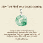 Fortune Jewel "May You Find Your Own Meaning" Natural A-Z Letter Jade 925 Sterling Silver Chain Necklace Includes Gift Message Card - Fortune Jewel