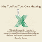 Fortune Jewel "May You Find Your Own Meaning" Natural A-Z Letter Jade 925 Sterling Silver Chain Necklace Includes Gift Message Card - Fortune Jewel