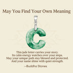 Buddha Stones "May You Find Your Own Meaning" Natural A-Z Letter Jade Titanium Steel Chain Necklace Includes Gift Message Card - Fortune Jewel