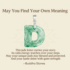 Fortune Jewel "May You Find Your Own Meaning" Natural A-Z Letter Jade 925 Sterling Silver Chain Necklace Includes Gift Message Card - Fortune Jewel