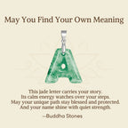 Fortune Jewel "May You Find Your Own Meaning" Natural A-Z Letter Jade 925 Sterling Silver Chain Necklace Includes Gift Message Card - Fortune Jewel