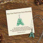 Fortune Jewel "May You Find Your Own Meaning" Natural A-Z Letter Jade 925 Sterling Silver Chain Necklace Includes Gift Message Card - Fortune Jewel