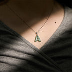 Fortune Jewel Natural A-Z Letter Jade 925 Sterling Silver Silm Chain Prosperity Necklace Pendant - Fortune Jewel