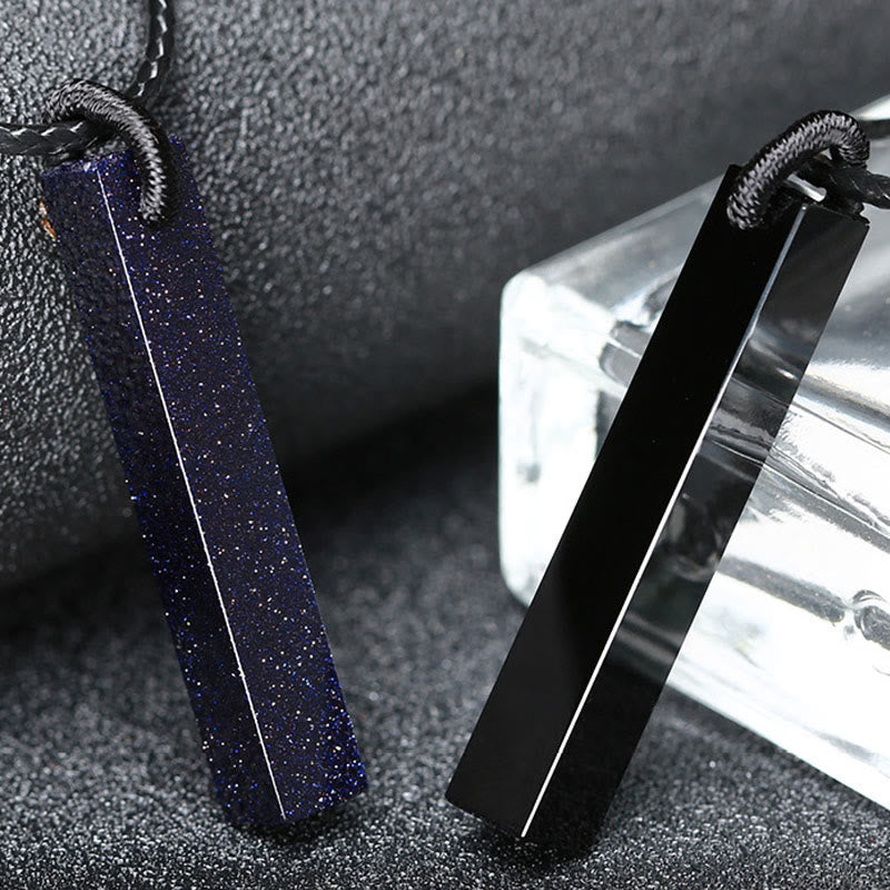 Fortune Jewel Black Obsidian Blue Sandstone Transformation Necklace Pendant - Fortune Jewel