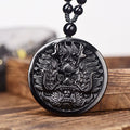 Fortune Jewel Dragon Black Obsidian Transformation Fulfilment Necklace Pendant - Fortune Jewel