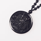 Fortune Jewel Dragon Black Obsidian Transformation Fulfilment Necklace Pendant - Fortune Jewel