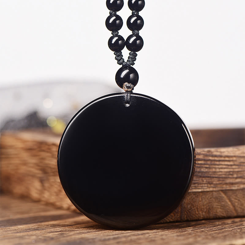 Fortune Jewel Dragon Black Obsidian Transformation Fulfilment Necklace Pendant - Fortune Jewel
