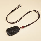 Fortune Jewel Ksitigarbha Buddha Pattern Black Obsidian Fulfilment Necklace Pendant - Fortune Jewel