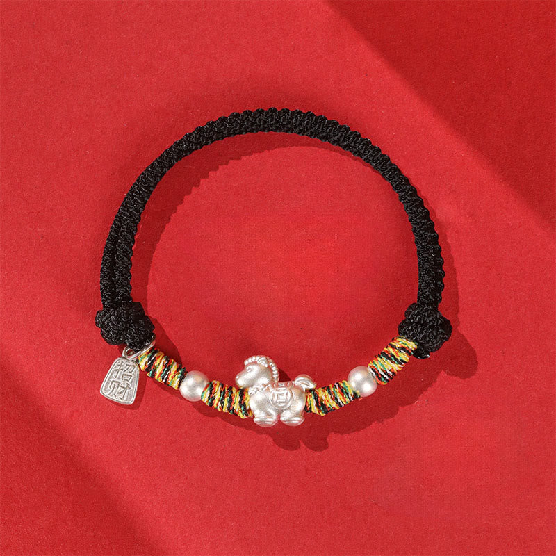 Fortune Jewel 999 Sterling Silver Year Of The Horse Freedom Manually Made String Bracelet - Fortune Jewel