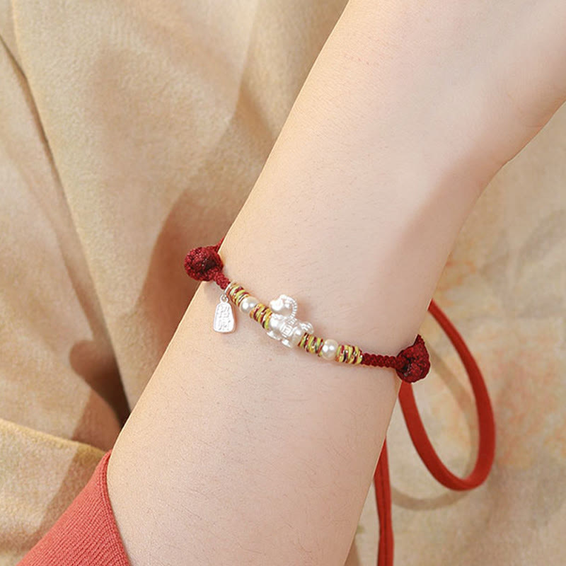 Fortune Jewel 999 Sterling Silver Year Of The Horse Freedom Manually Made String Bracelet - Fortune Jewel