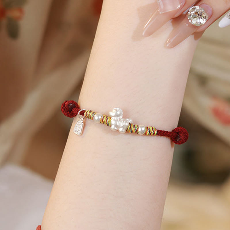 Fortune Jewel 999 Sterling Silver Year Of The Horse Freedom Manually Made String Bracelet - Fortune Jewel