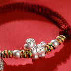 Fortune Jewel 999 Sterling Silver Year Of The Horse Freedom Manually Made String Bracelet - Fortune Jewel