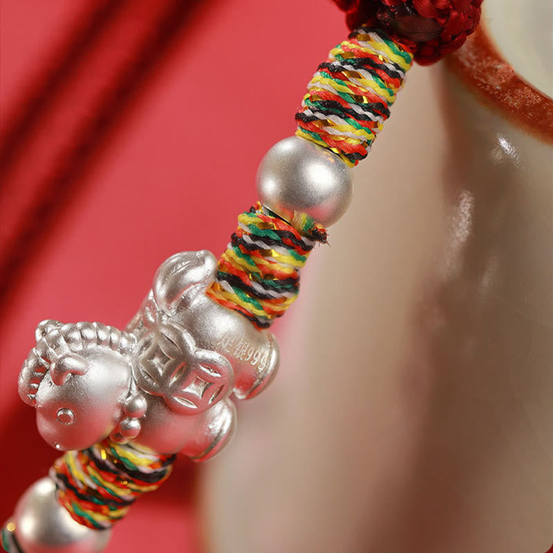 Fortune Jewel 999 Sterling Silver Year Of The Horse Freedom Manually Made String Bracelet - Fortune Jewel