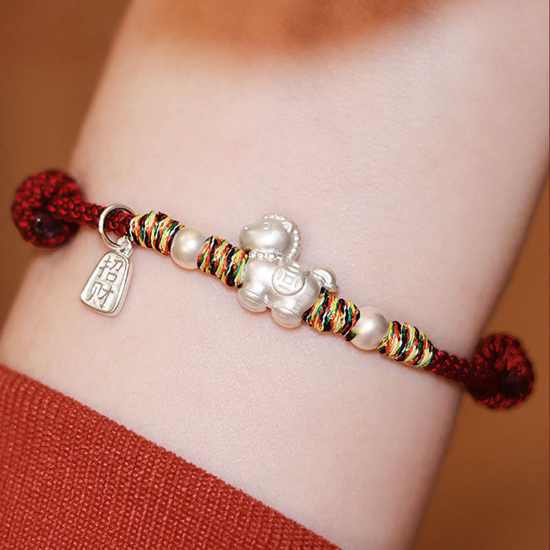 Fortune Jewel 999 Sterling Silver Year Of The Horse Freedom Manually Made String Bracelet - Fortune Jewel