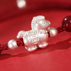 Fortune Jewel 999 Sterling Silver Red Agate Year Of The Horse Prosperity String Bracelet - Fortune Jewel