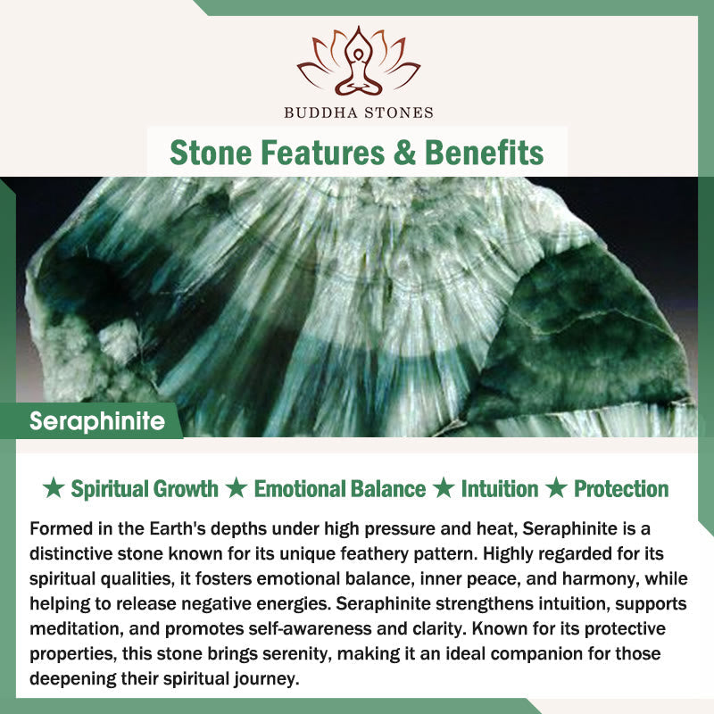 Fortune Jewel Natural Seraphinite Round Emotional Balance Beaded Bracelet - Fortune Jewel