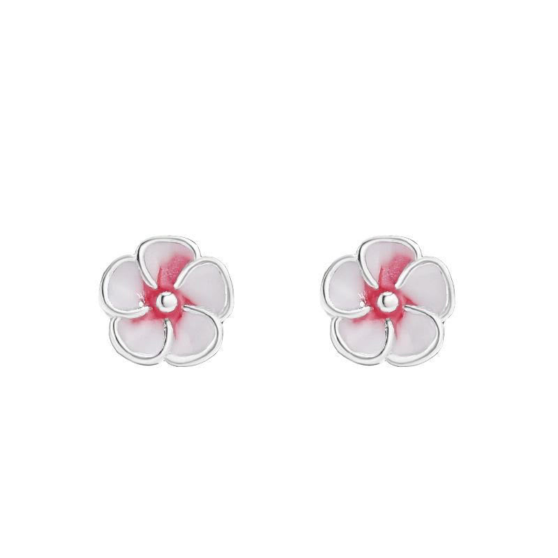 Fortune Jewel 999 Sterling Silver Peach Blossom Blessing Earrings - Fortune Jewel
