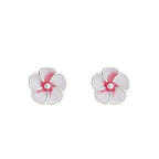 Fortune Jewel 999 Sterling Silver Peach Blossom Blessing Earrings - Fortune Jewel