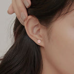 Fortune Jewel 999 Sterling Silver Peach Blossom Blessing Earrings - Fortune Jewel