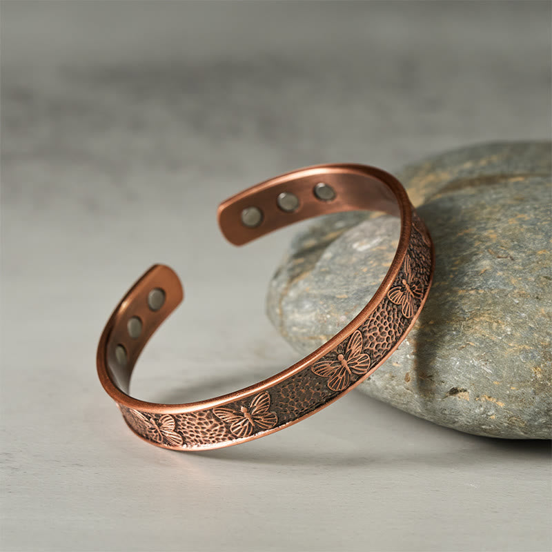 Fortune Jewel Copper Open Butterfly Balance Self Care Adjustable Cuff Bracelet Bangle - Fortune Jewel